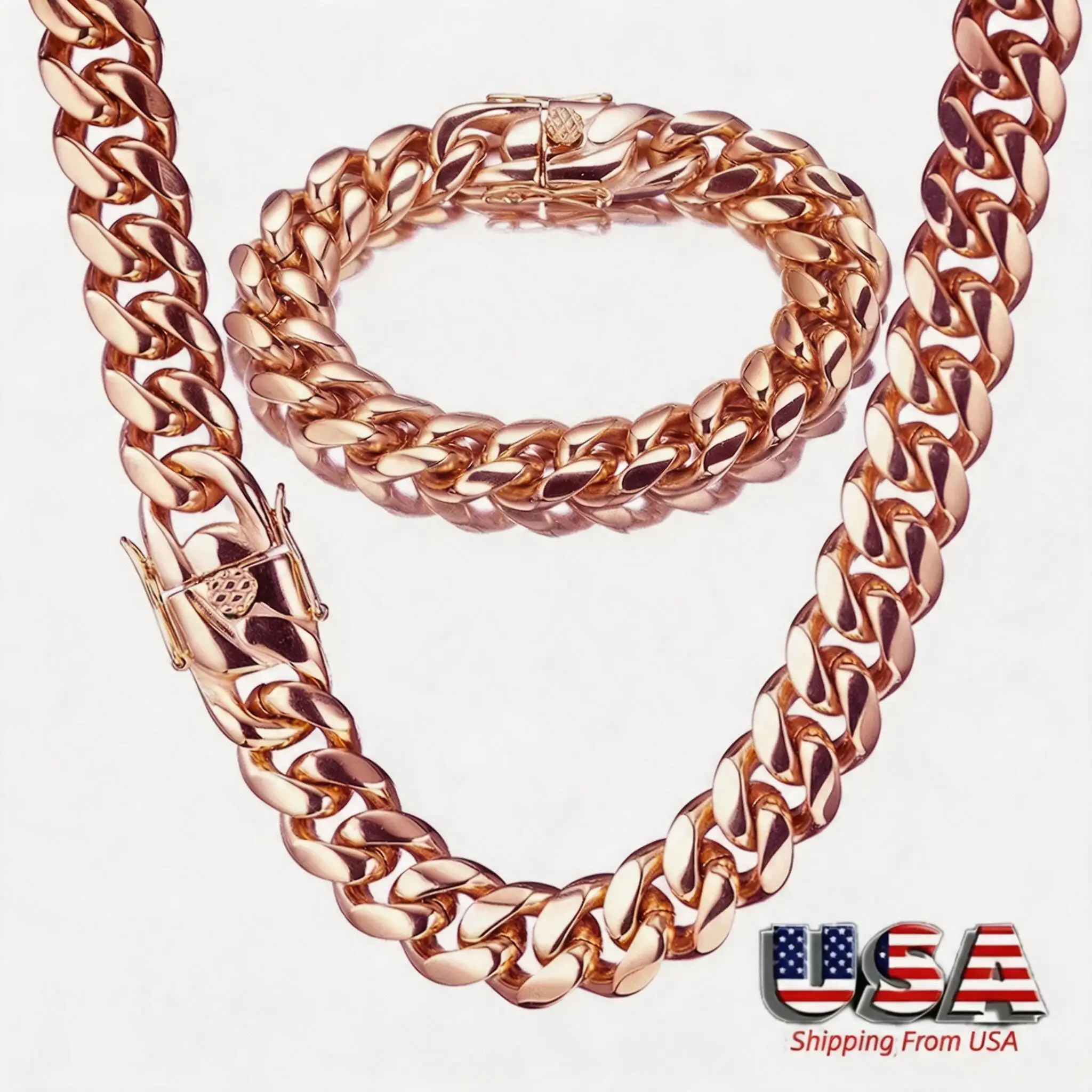 

14mm Rose Gold 316L Stainless Steel Cuban Miami Link Chain Necklace Unisex Hip Hop Rock Jewelry Gift