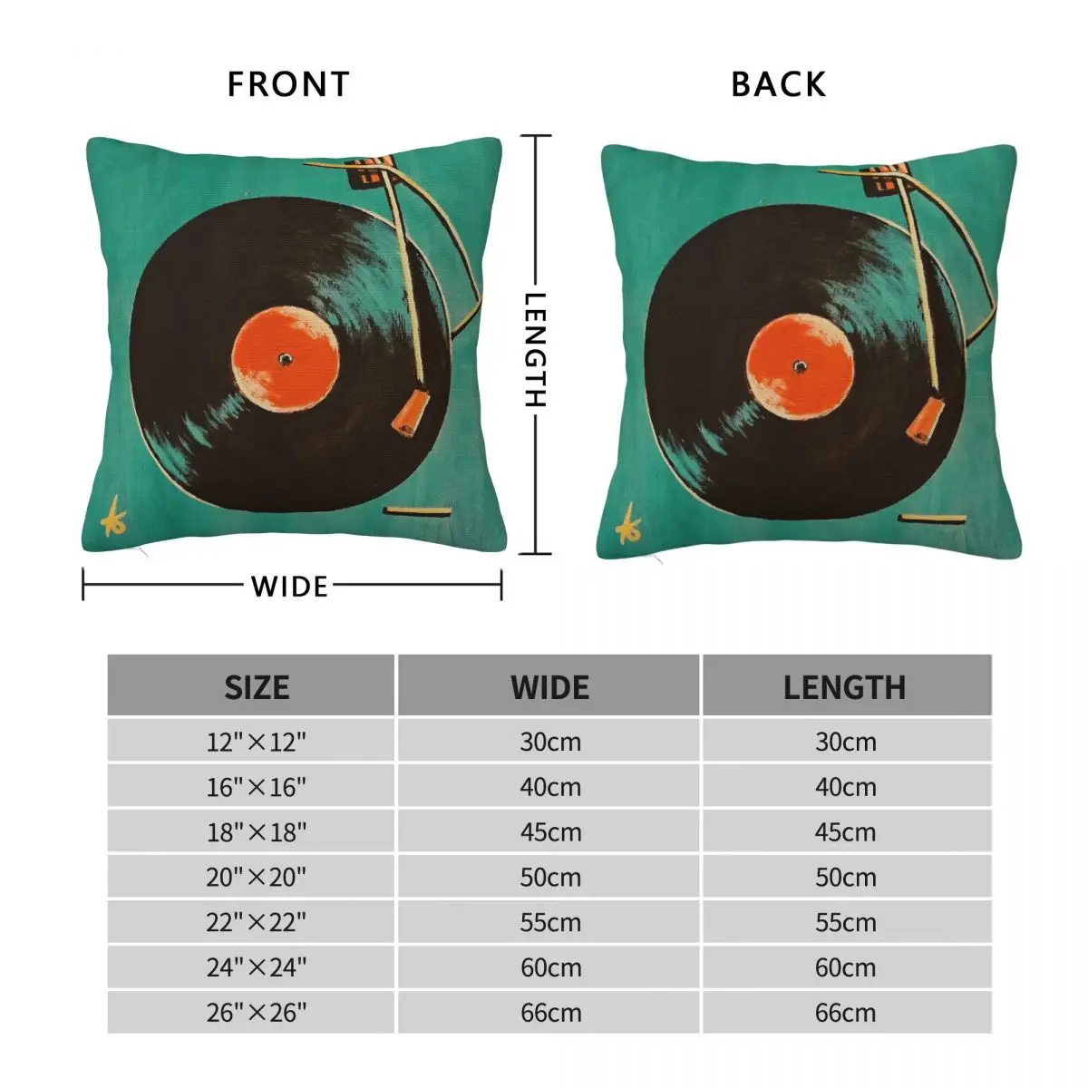 Longplay Vinyl Record Square Pillowcase Polyester Linen Velvet Pattern Zip Decorative Pillow Case Room Cushion Cover