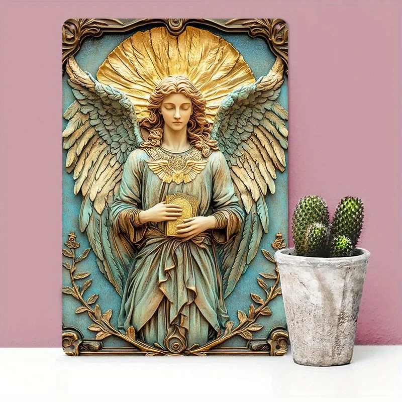 Archangel Raphael Vintage-Style Aluminum Wall Art, 8x12 Inch Religious Decor, Easy To Mount 2D Flat Sign, Portrait Orientation - Detail 1