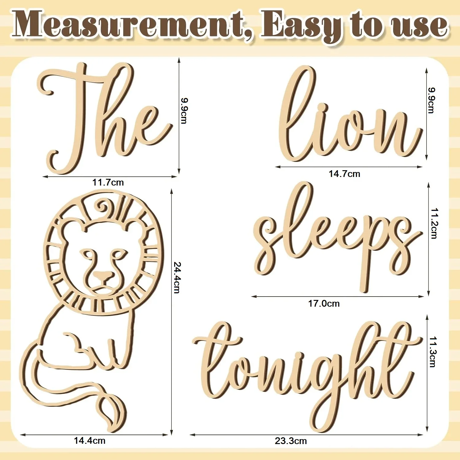 The Lion Sleeps Tonight Wooden Wall Decor - Jungle Animal Nursery Set, Kids Room Safari Theme, Baby Shower Gift