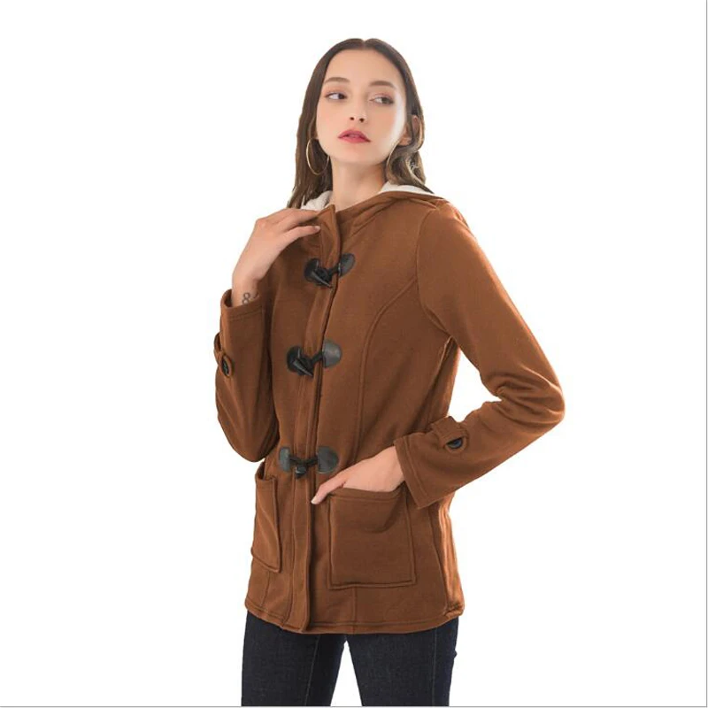 Imagem -06 - Trench Coat Longo com Capuz Feminino com Zíper Tops Femininos Jaquetas Femininas Outwear com Botão de Chifre Tamanho Grande 4xl 5xl Roupas de Inverno 2023