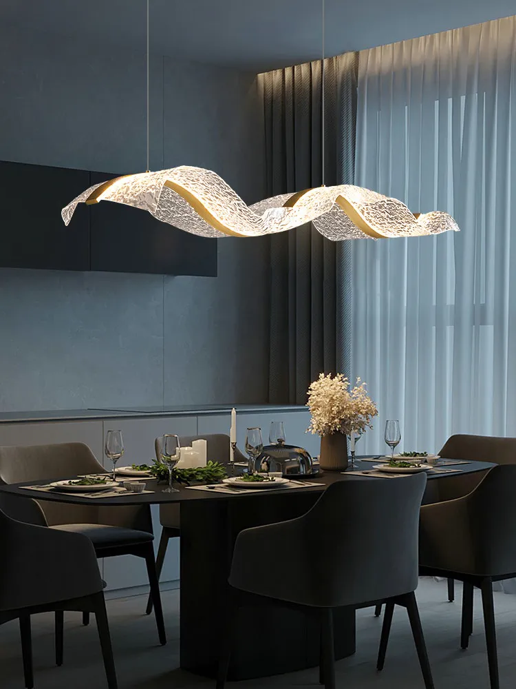 Nordic Style Creative Restaurant Chandelier Wave Ribbon Dining Table Decoration Pendent Lamp Kitchen Bar Counter Pendant Light