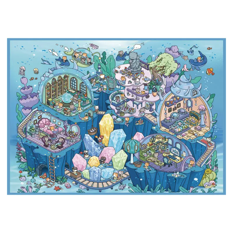 بطاقة عاشق 5 قطع [سلسلة منجم تحت سطح البحر] مقاومة للماء ثلاثية الأبعاد ملصقات المناظر الطبيعية القبيلة البدائية المجلات سكرابوكينغ مخطط ديكور