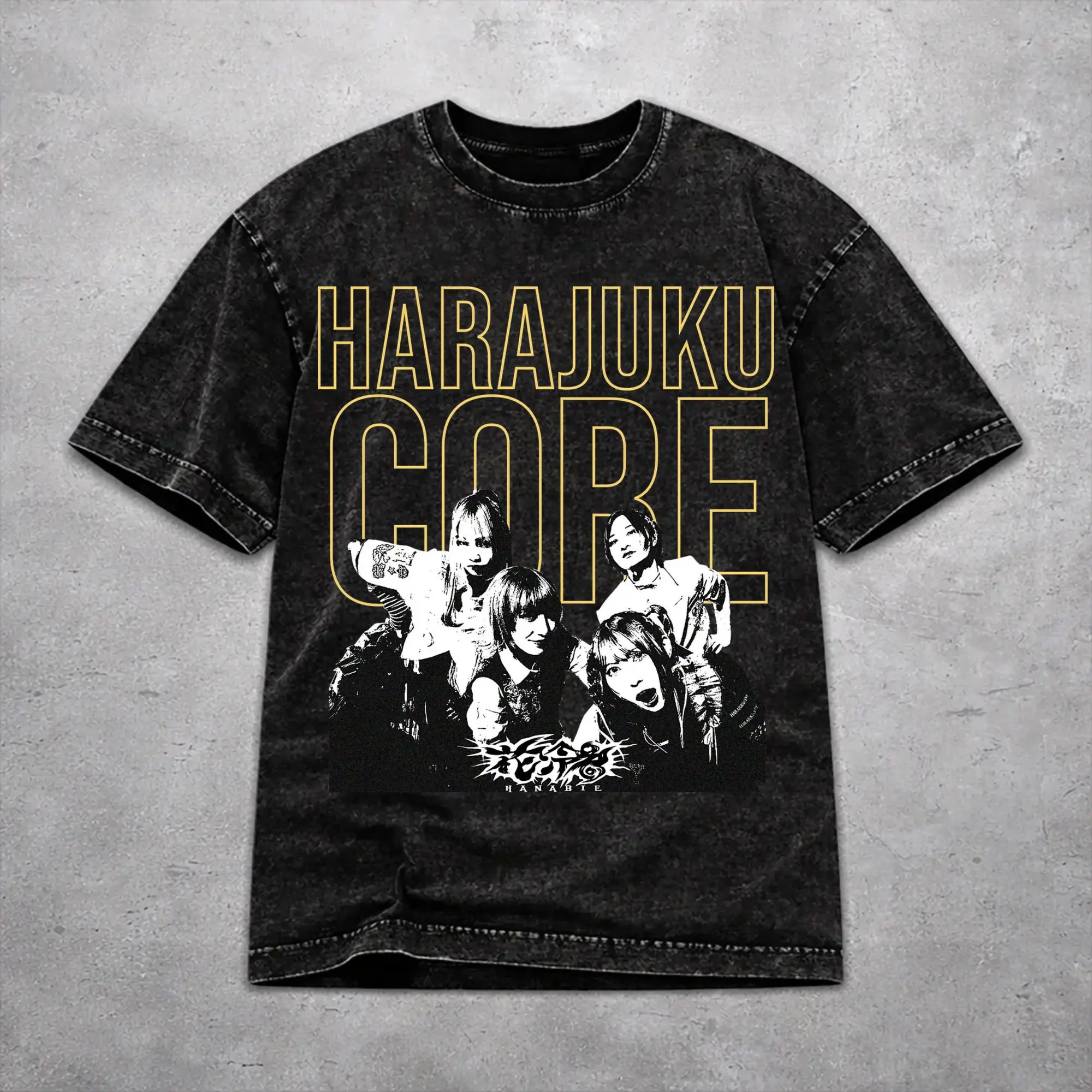 Oversize Hanabie Band  Apparel T Shirt for Men Women  Washed Style Tee Shirts Clothes