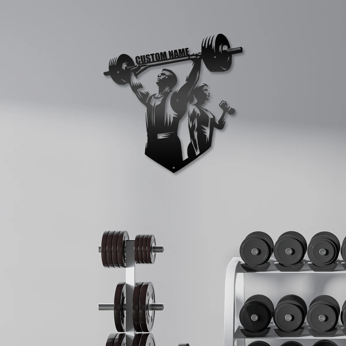 

1pc Lift dumbbells Personalized Name Metal Wall Signs Tin Wall Plaque For Kids Room Living Room Home Decor