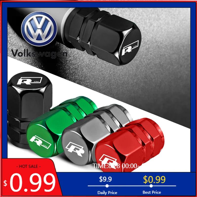 

Набор из 4 металлических колпачков на ниппель для шин VW R-Line, Golf, Tiguan, Jetta, Transporter, Passat, CC, Polo, Touran, Scirocco (модель 2026 года)