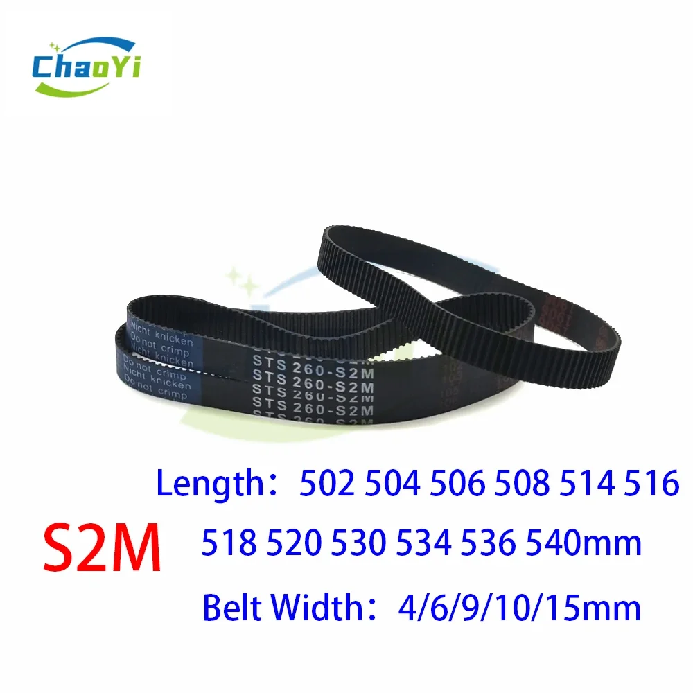 S2M Rubber Timing Belt Length 502 504 506 508 514 516 518 520 530 534 536 540mm Width 4/6/9/10/15mm Synchronous Toothed Belt