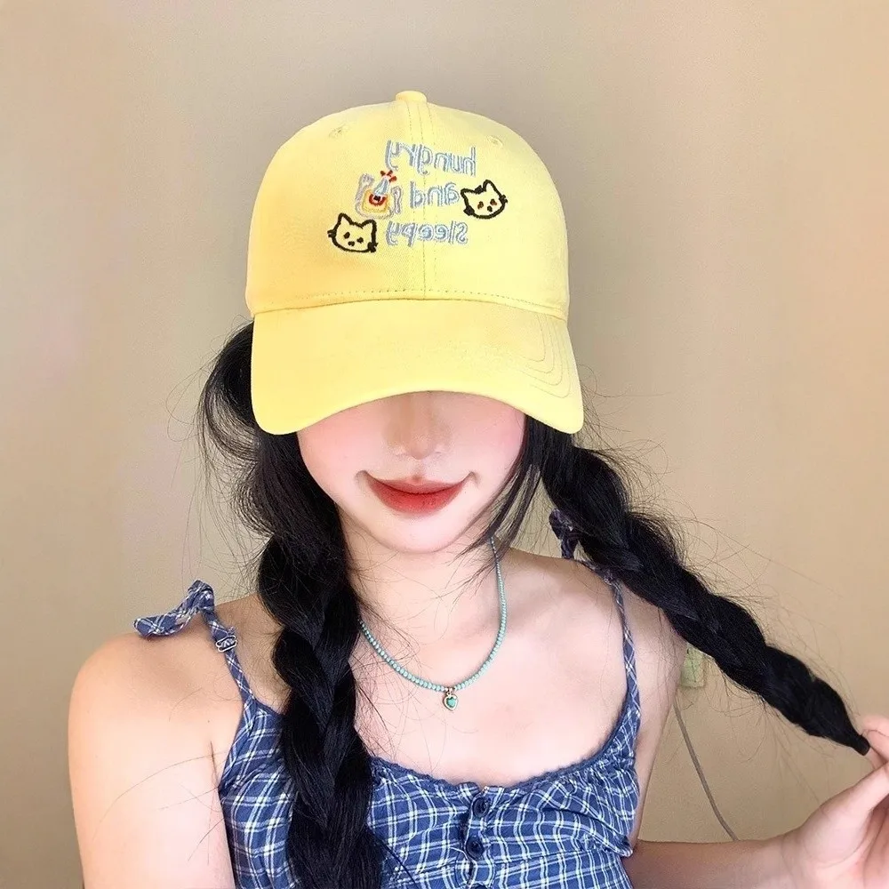 عارضة الكورية إلكتروني قبعة بيسبول القطن تنوعا القط بلغت ذروتها قبعة الحلو التطريز Snapback قبعة المراهقين