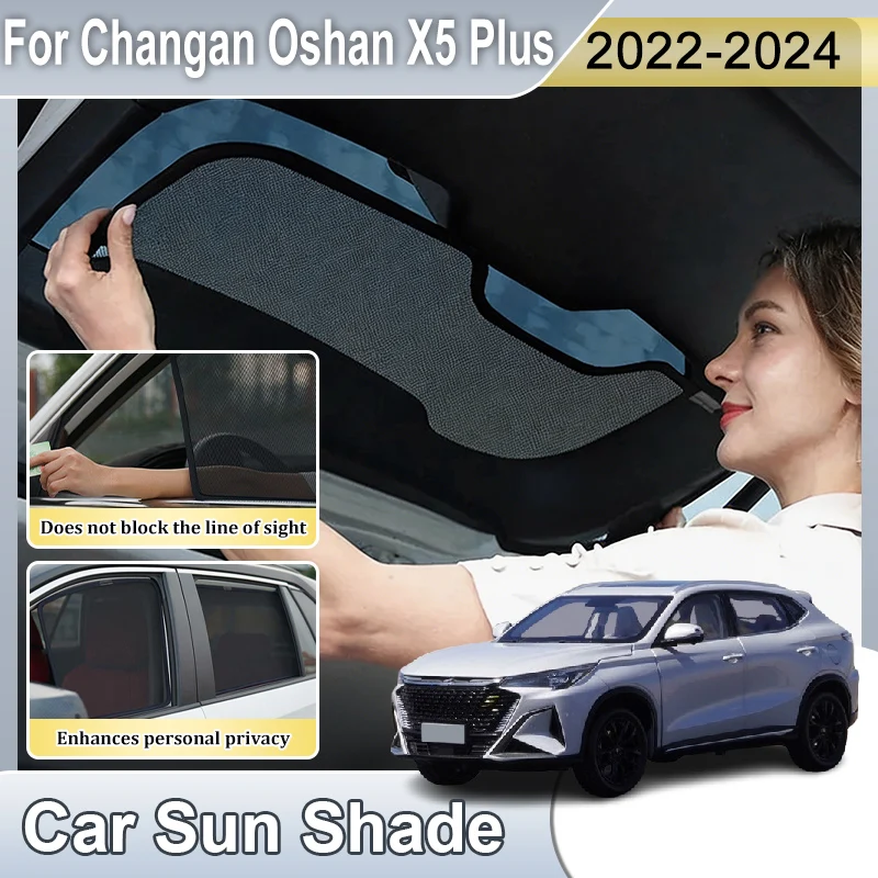 Car Mesh Window Shades For Changan Oshan X5 Plus Accessories 2022 2023 2024 Anti-UV Protection Privacy Windshield Frame Curtain