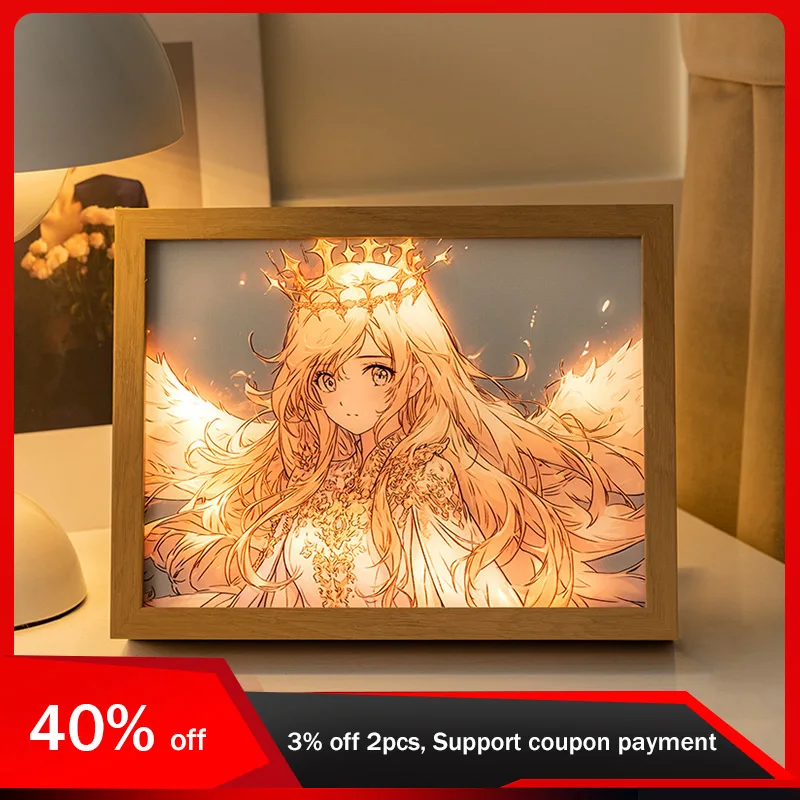 

22cm/8.66in Cartoon Anime Figure 3D Light Painting Angel Silvia Creative Photo Led Night Lamp Christmas Gifts Bedroom Decoration
