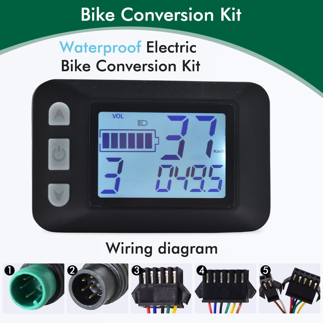 Electric Bike Colorful LCD Display Meter 24V-60V SM/Waterproof Connection Plug Ebike intelligent Display Electric Bike Kit Parts