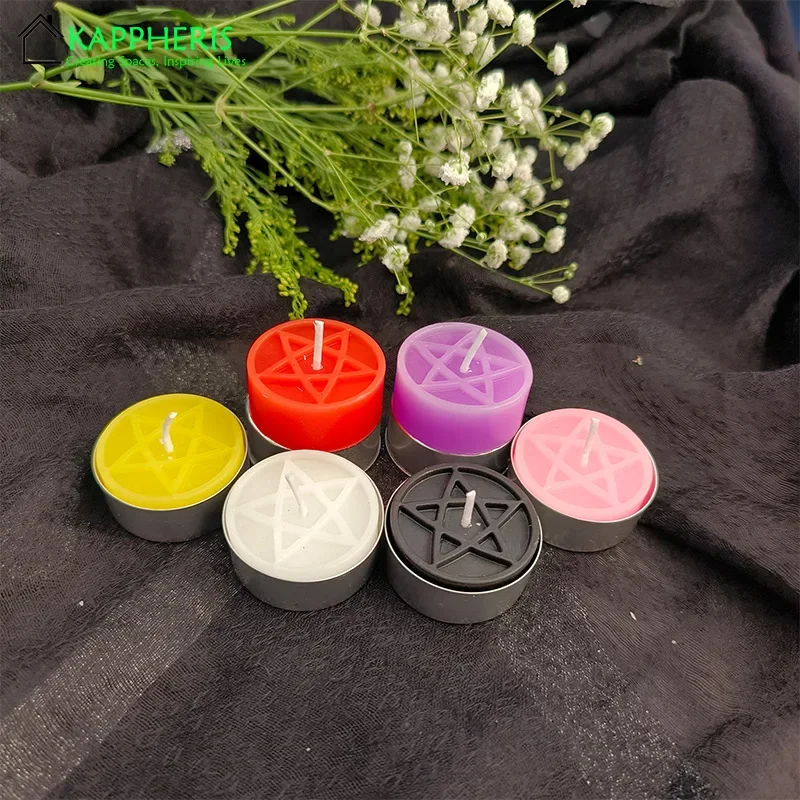 Pentagram Tealight Candle Beeswax Tealight Magic Spell Candles Pagan Symbol Wholesale Candles Distributions