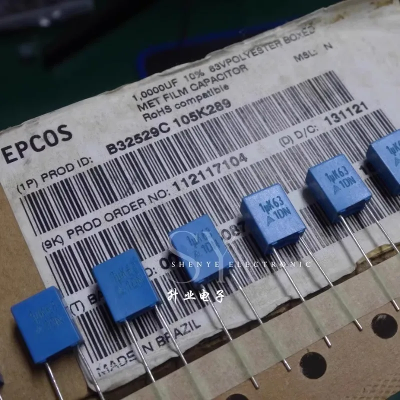 

10PCS EPCOS 1.0uf/63v 1uf 1u0 105 New 5MM thin film capacitor B32529C105K289