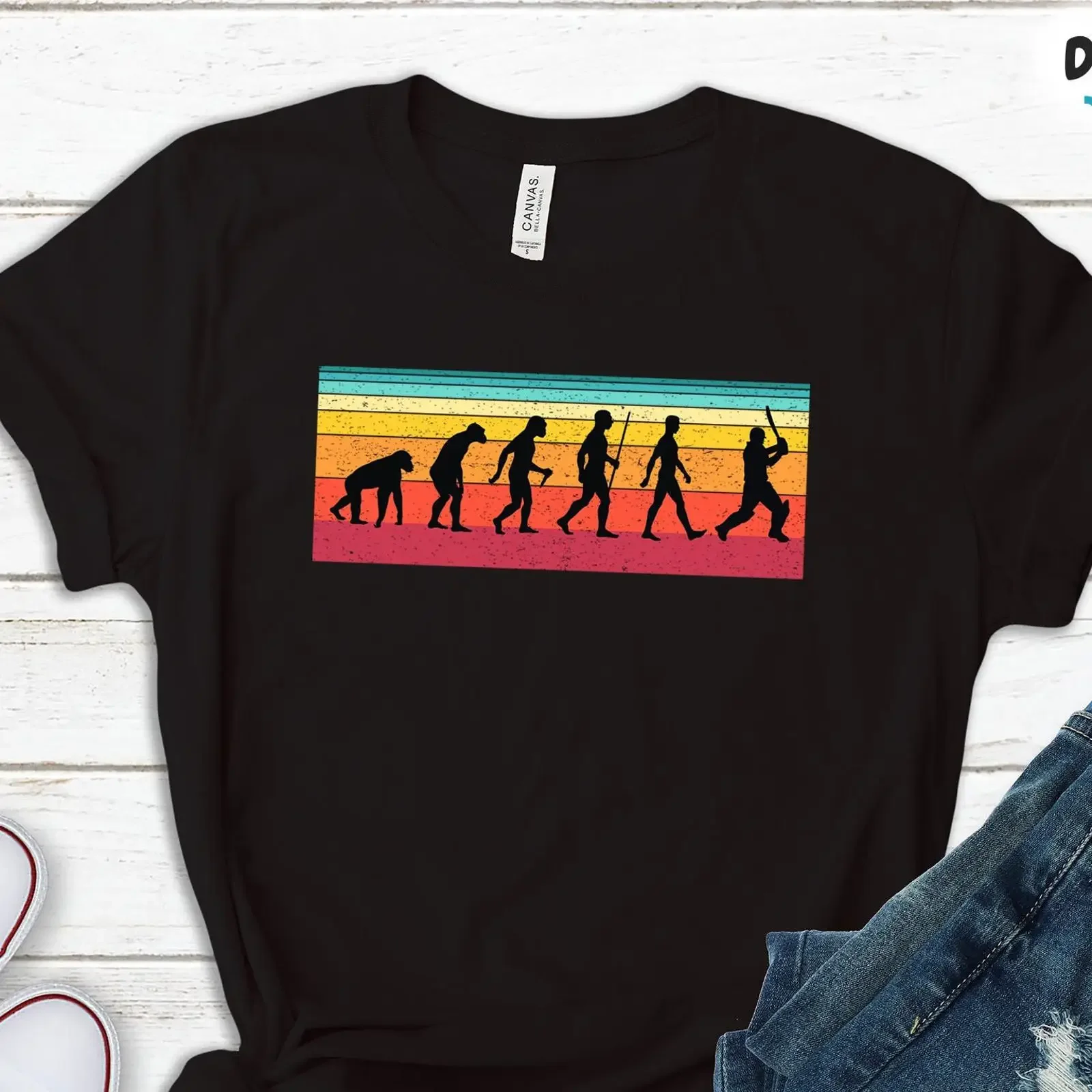 T-shirt Cricket Evolution, humoristique, vintage, avec graphique imprimé, confortable, unisexe, vêtements de créateur doux et élégants
