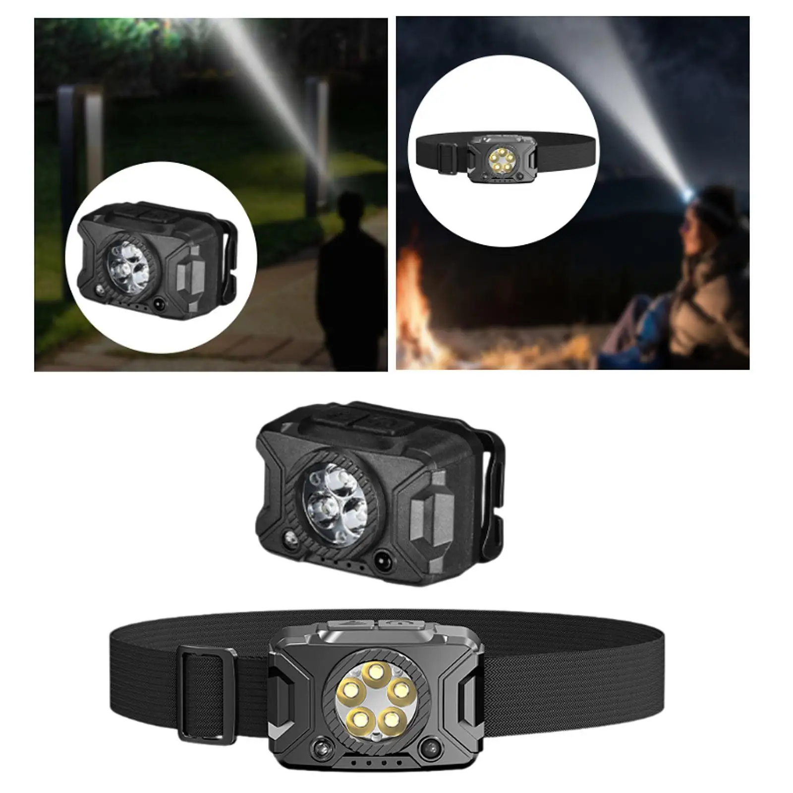 Headlamp Rechargeable Accessories Gear Headlight for Camping Fishing Hiking