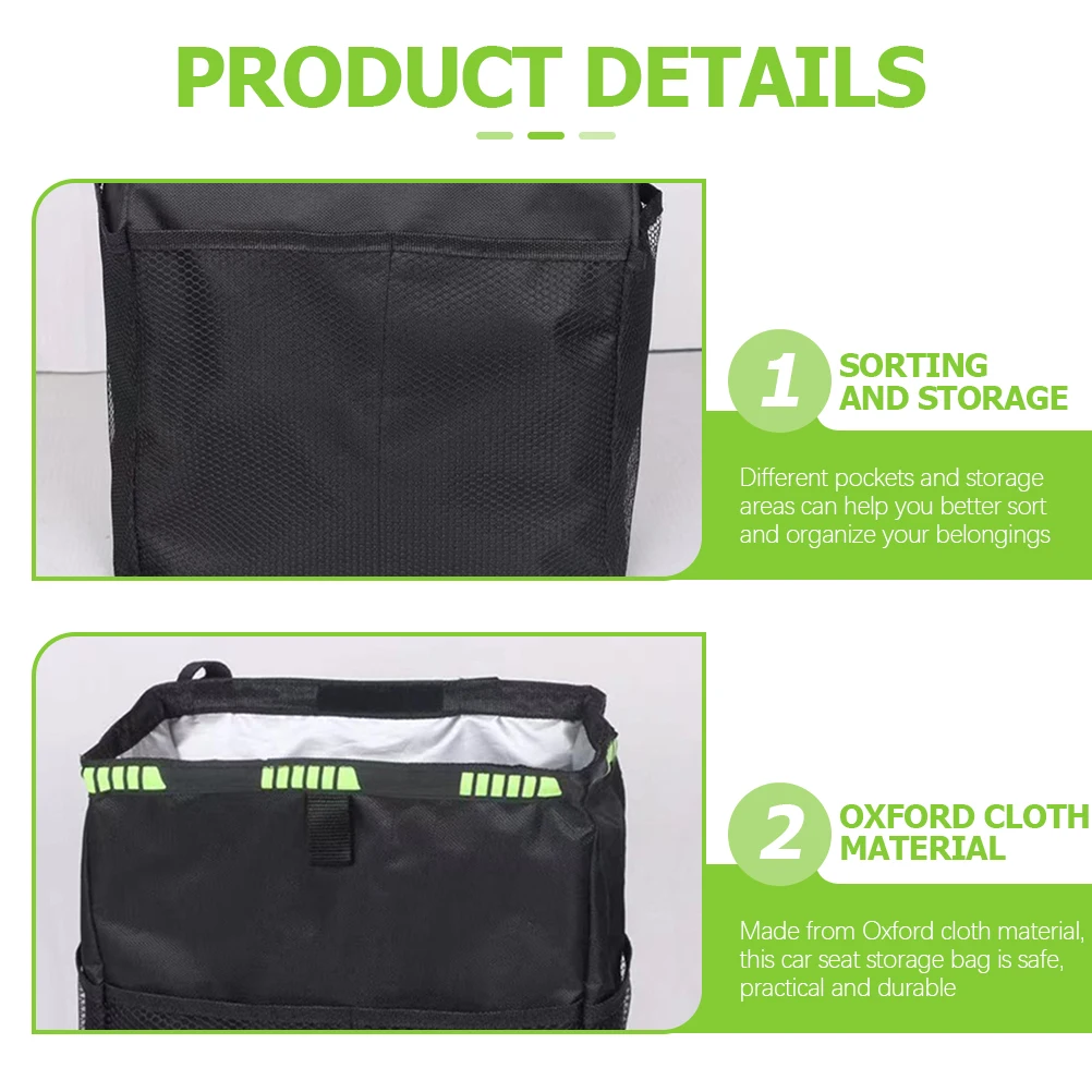 

Waterproof Seat Storage Bag Foldable Back Seat Organizer Trash Can for Vehicle Supplies Adjustable Straps Car Storage Bin