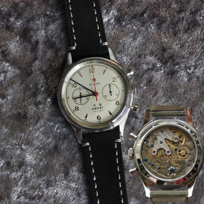 Zegarek 1963 pilota chronograf mewa ST1901 ręczny ruch mechaniczny sił powietrznych Reloj Hombre skórzana na co dzień