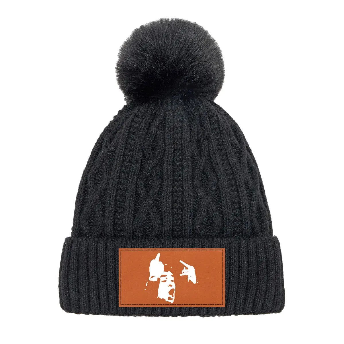 Gorro con pompón de moda 2025 con gráfico artístico de formas abstractas para mujer