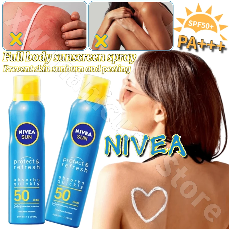 

Спрей Nivea охлаждающий прозрачный солнцезащитный для мужчин и женщин, 200 мл, увлажняющий солнцезащитный крем для всего тела для лица с защитой от пота SPF50 +