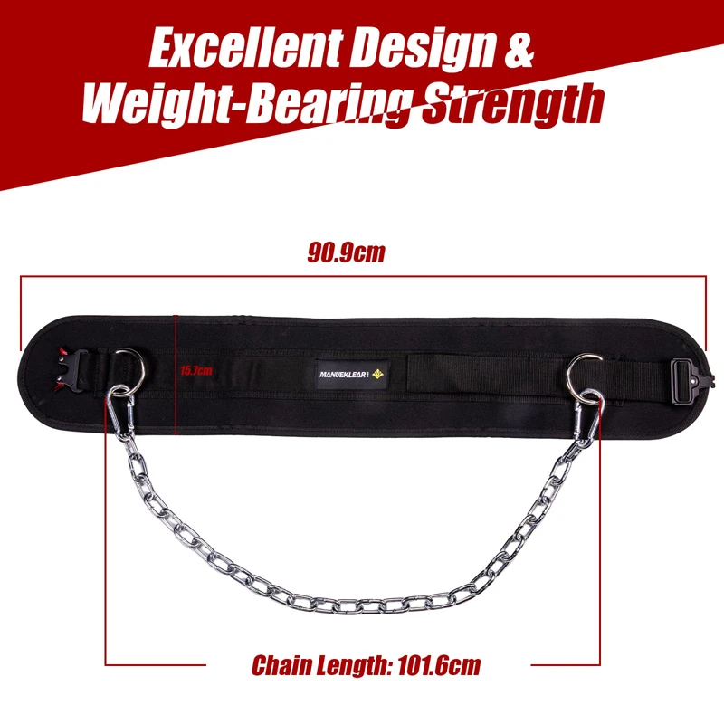 Weightlifting Belt, Weight Lifting Belts for Men Women Heavy Duty Dipping Powerlifting Belt with Chain