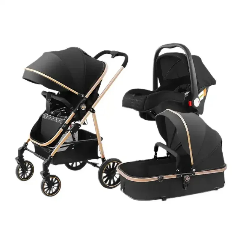 Foldable Lightweight Prams Pushchairs High Landscape adjustable Travel thailand Baby Stroller 3 in 1 With Car Seat