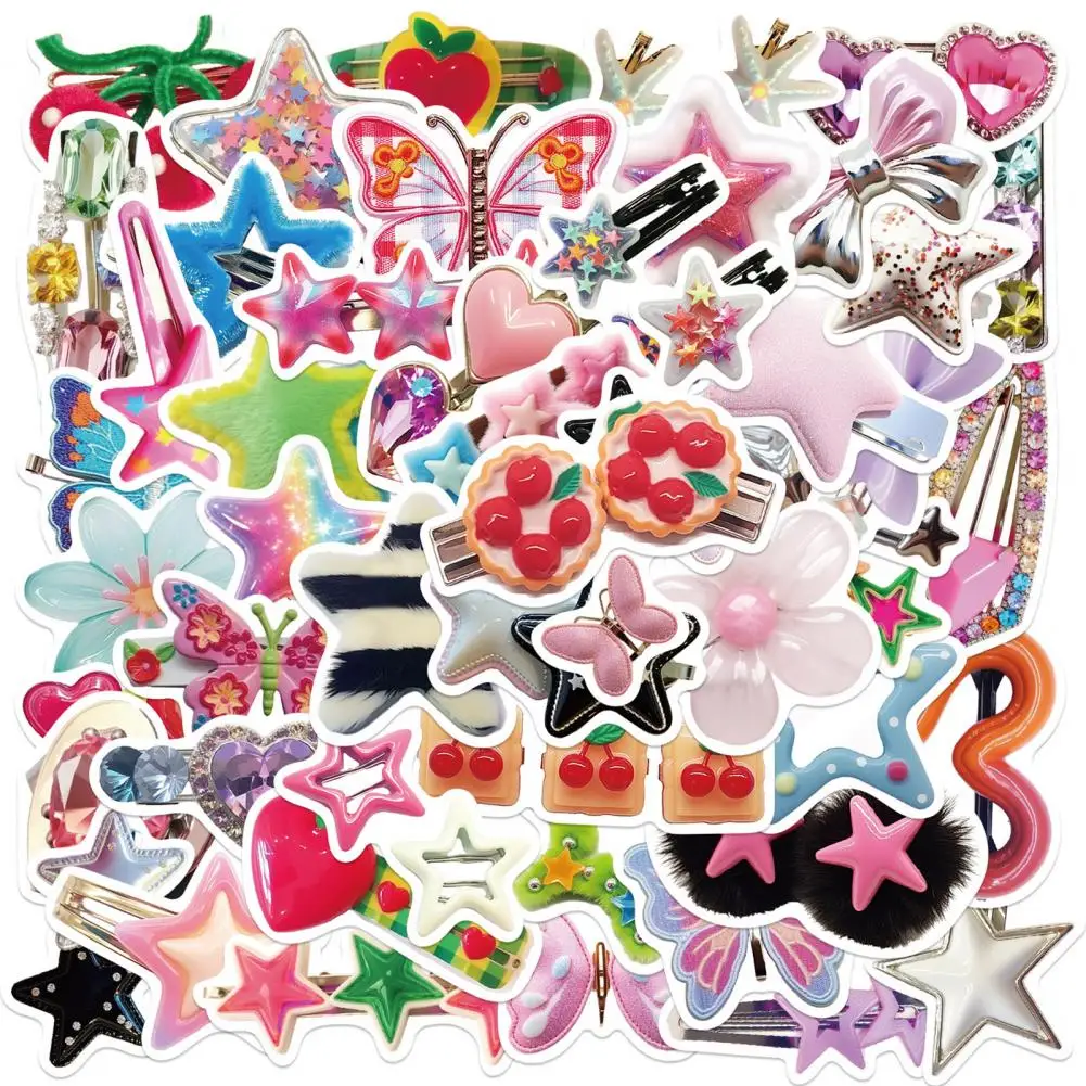 Diy Stickers Fade-resistant Stickers 50pcs Cartoon Sticker Hair Clips Decals Diy Waterproof Phone Notebook Skateboard for Bike