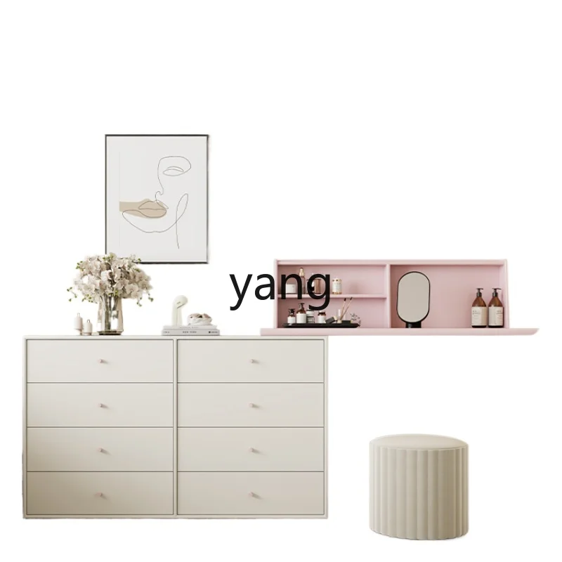 

Yjq Dresser Bedroom Simple Modern Small Apartment Tailstock Storage Chest of Drawers Integrated Solid Wood Makeup Table