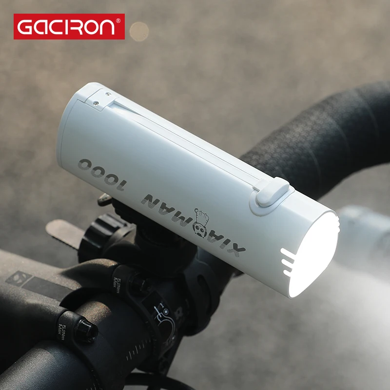 

Gaciron XIAOMAN-1000 Multifunctional All-in-One Bike Front Light 5000mAh Aluminum Waterproof Light with Hanging Loop for Cycling