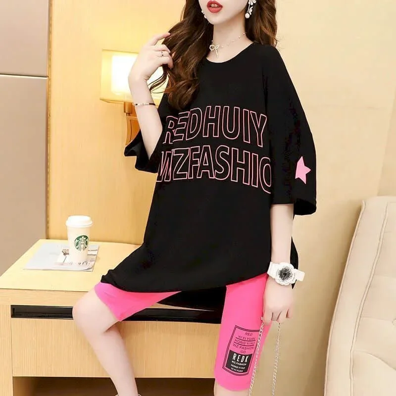 

Спортивные повседневные комплекты брюк Комплект с шортами Футболка с коротким рукавом Комплекты из 2 предметов Женская одежда Летняя спортивная одежда Костюмы Новые одинаковые комплекты