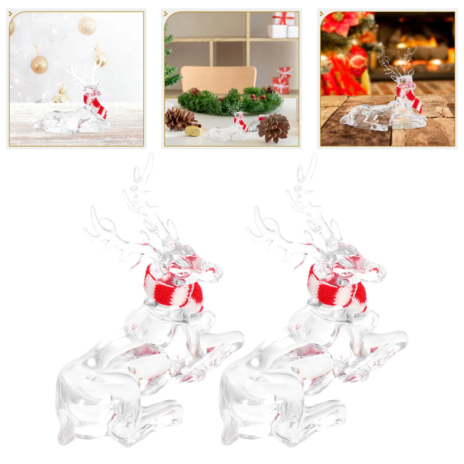 

2 Pcs Acrylic Deer Ornaments Christmas Decorations Clear Reindeer Decorate s