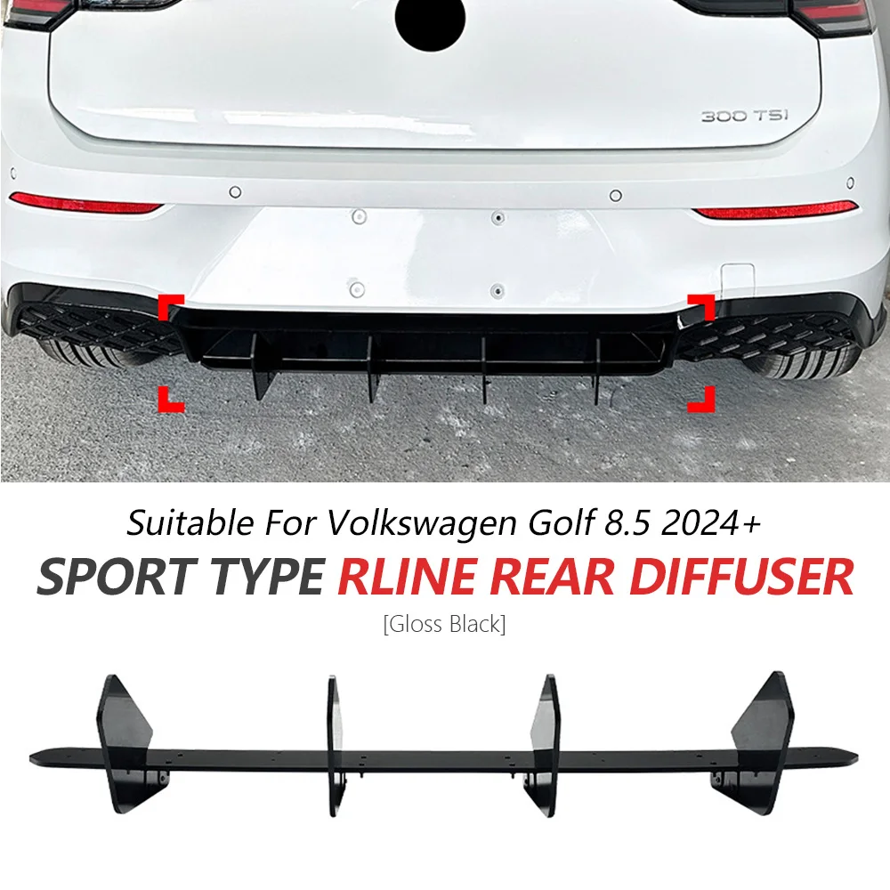 

Rear Bumper Lip For Volkswagen Golf MK8.5 2024+ Glossy Black Rline Rear Diffuser Rear Bumper Lip Spoiler Car Update Body Tuning