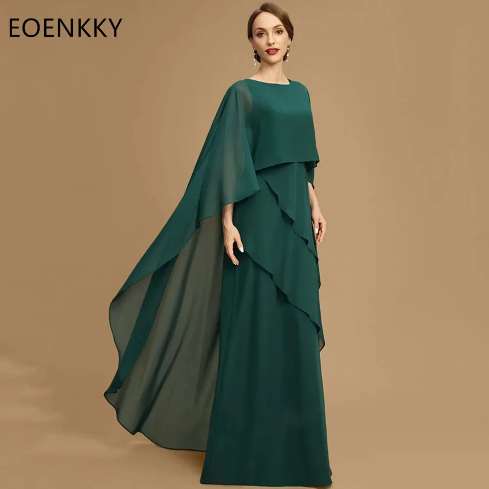 Elegant Mother of the Bride Dress Round Neck Chiffon Layered A-Line Long Evening Dresses 2024 Women Party Dress Customized