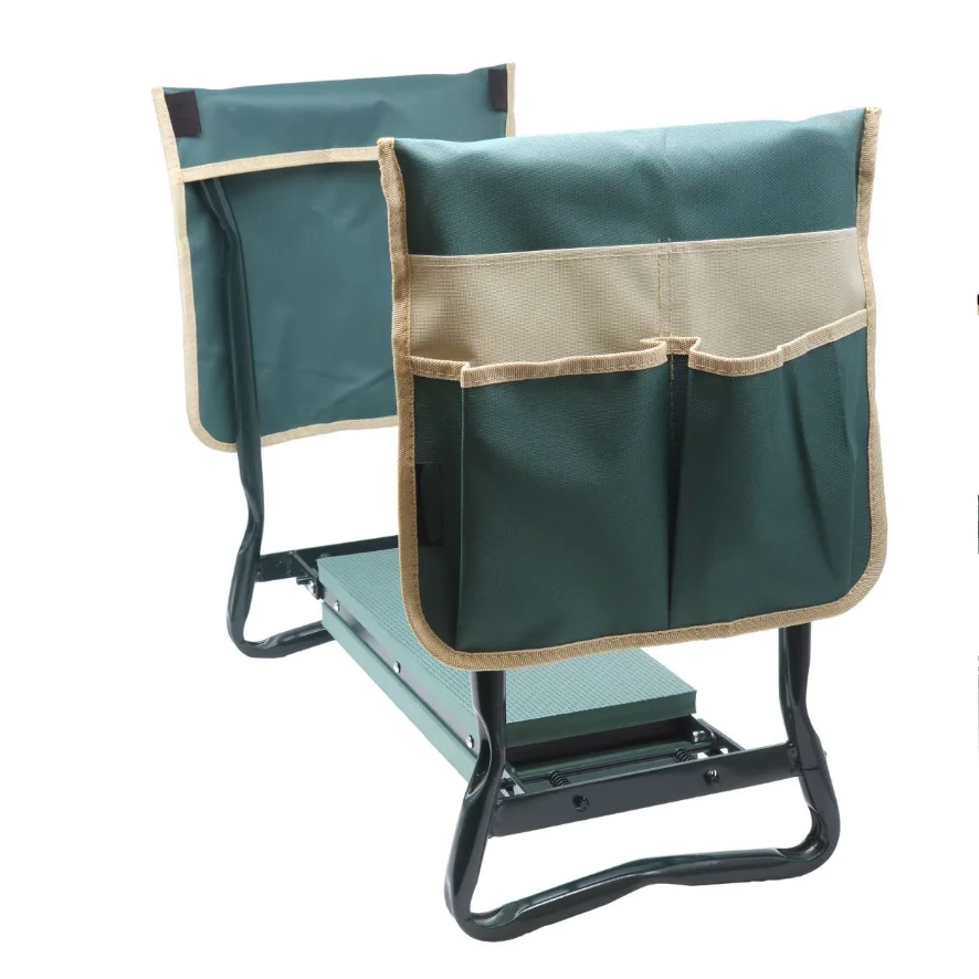 Modern Folding Kneeler Garden Bench With Soft Eva Pad Seat And Stool Pouch Aluminium Material