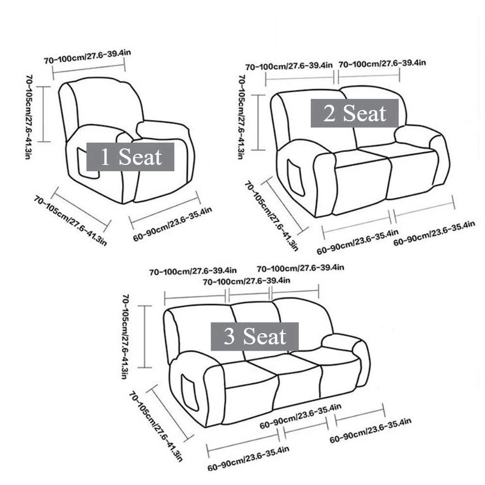 1/2/3Seat Stretch Recliner Sofa Cover Jacquard Removable Armchair Slipcover Single Recliner Couch Cover Homedecor fundas de sofá