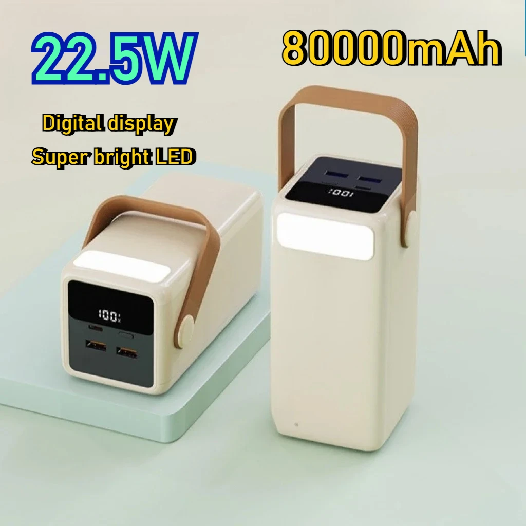

Portable Power Bank 22.5W Fast Charging 80000mAh External Battery Large-Capacity for IPhone Xiaomi Huawei Outdoor Camping Live