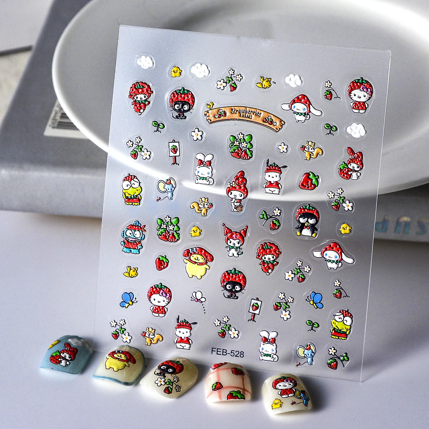 

1PCS Miniso Sanrio New Year Hello Kitty Nail Stickers Cartoon Kero Kero Keroppi Nail Supplies Kuromi Stickers Nail Decoration