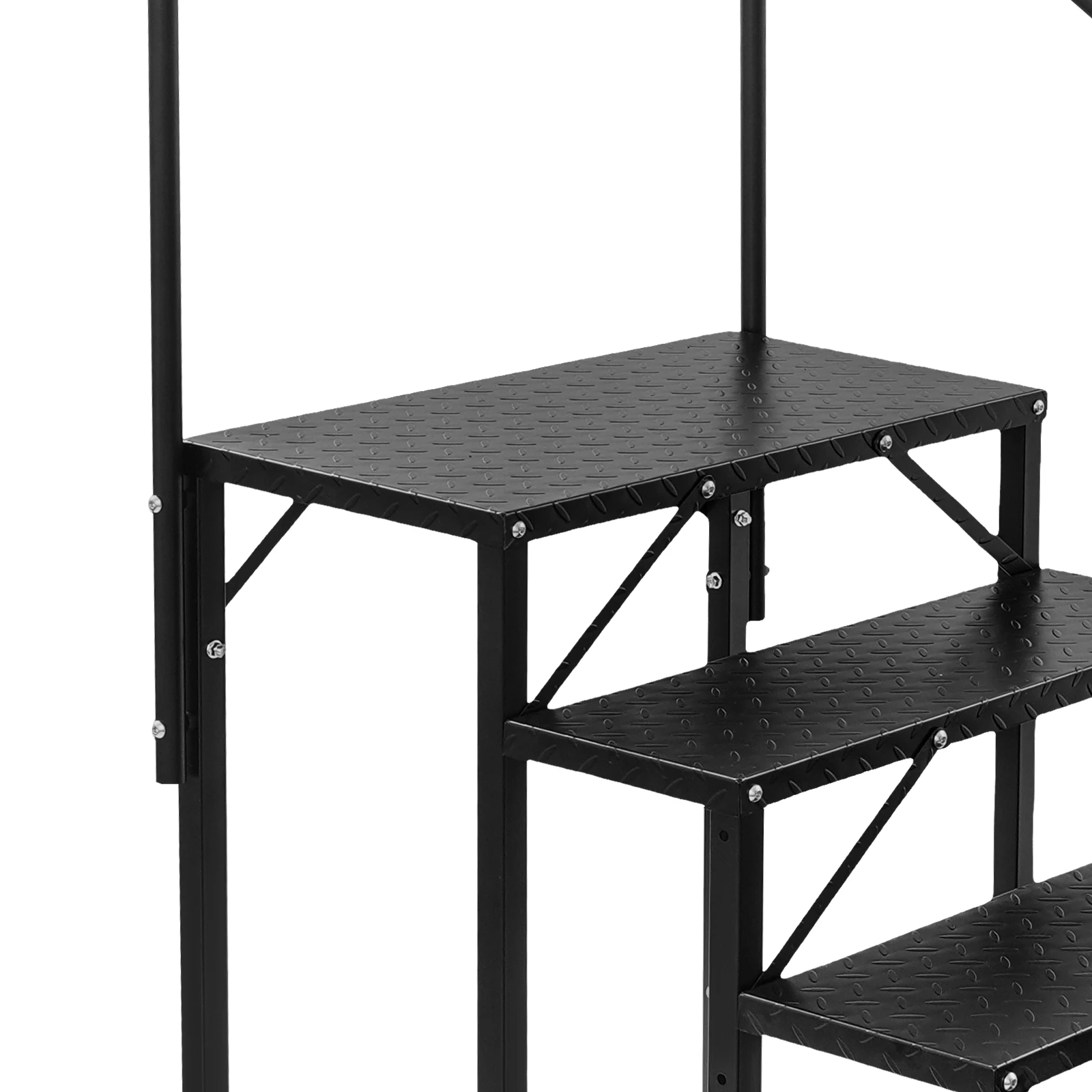 Free Standing RV Steps with Handrail, 6 Steps RV Stair, for Outdoor RV, Camper Vans, Pool Ladder Black