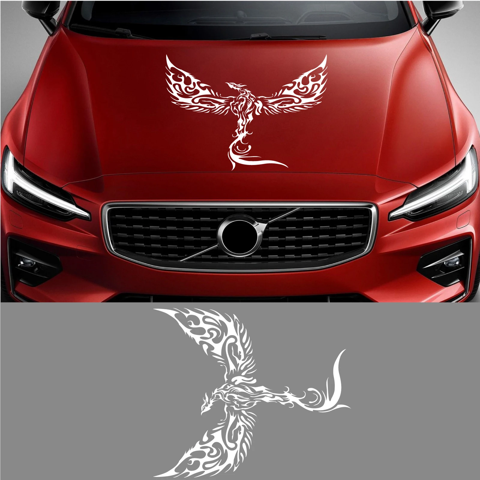 

58X50Cm Car Hood Bonnet Sticker Phoenix Mythical Bird Totem Classic Waterproof Vinyl Exterior Accessories Decor Decals