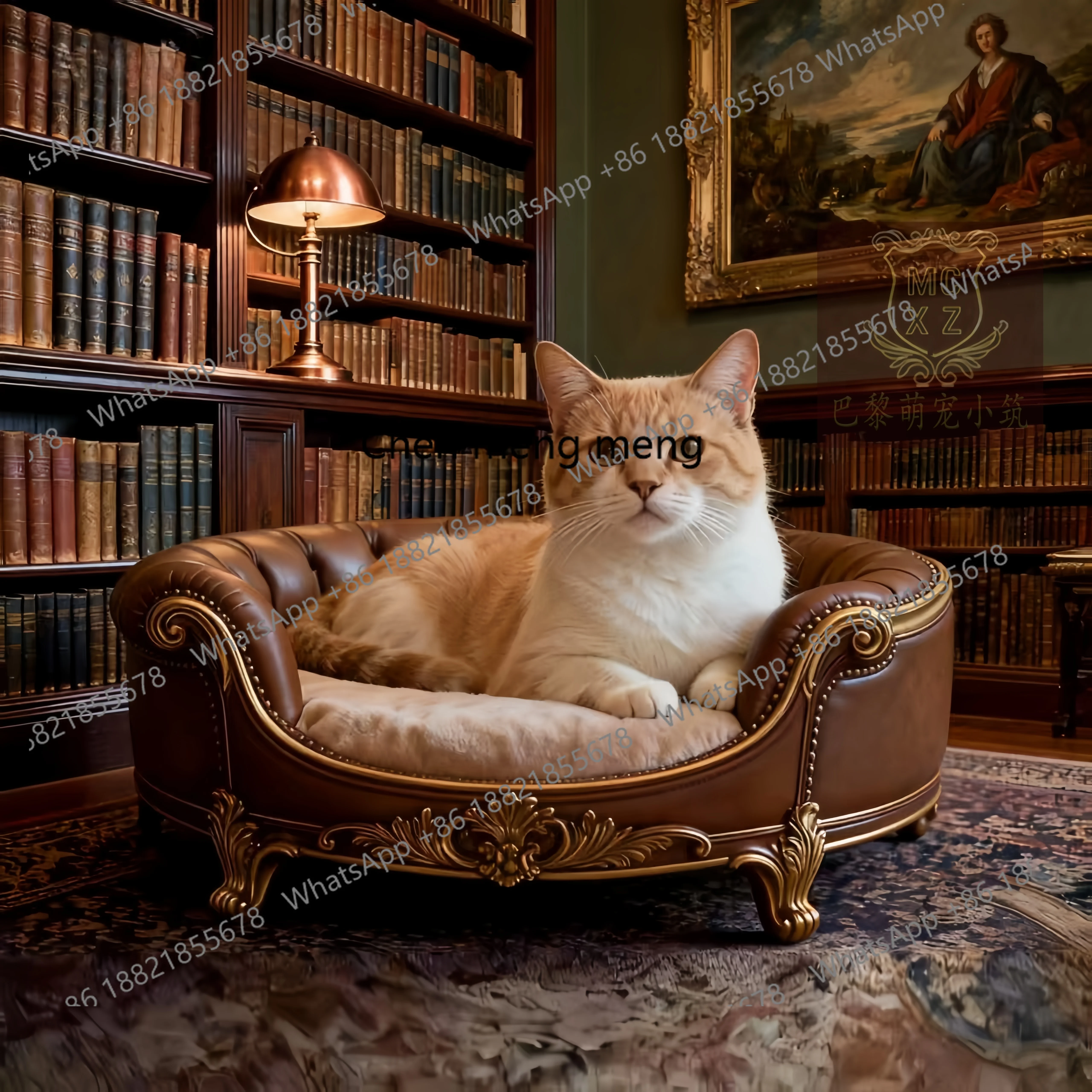 

European solid wood American gold-painted pet nest small dog dog bed cat house luxury cat bed