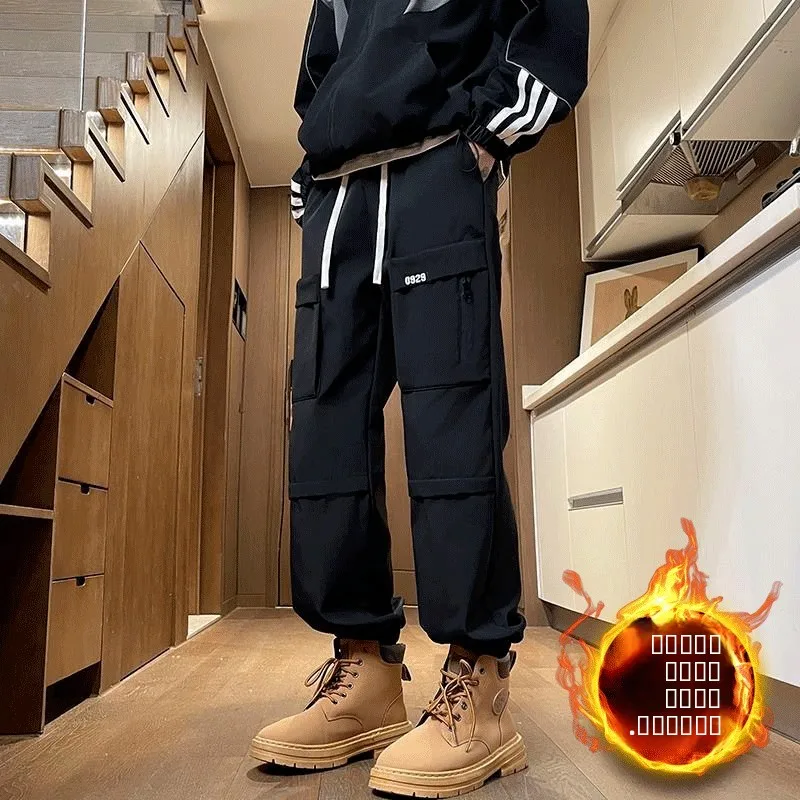 

Waterproof Fce Lined Thi Casual Pants Loose Fit Korean Sle Trendy All-Match Trousers Hiking Pants Autumn Winter Men's ...