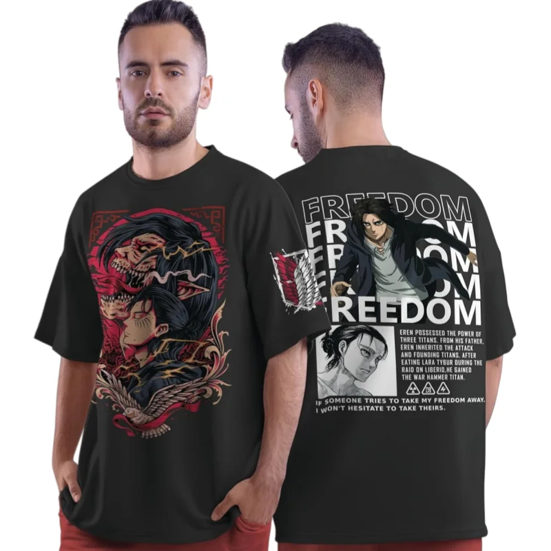 bandai-ataque-em-tita-eren-yeager-x-liberdade-oversized-anime-adulto-criancas-camisetas-verao-de-secagem-rapida-confortavel-leve-mais-tamanho