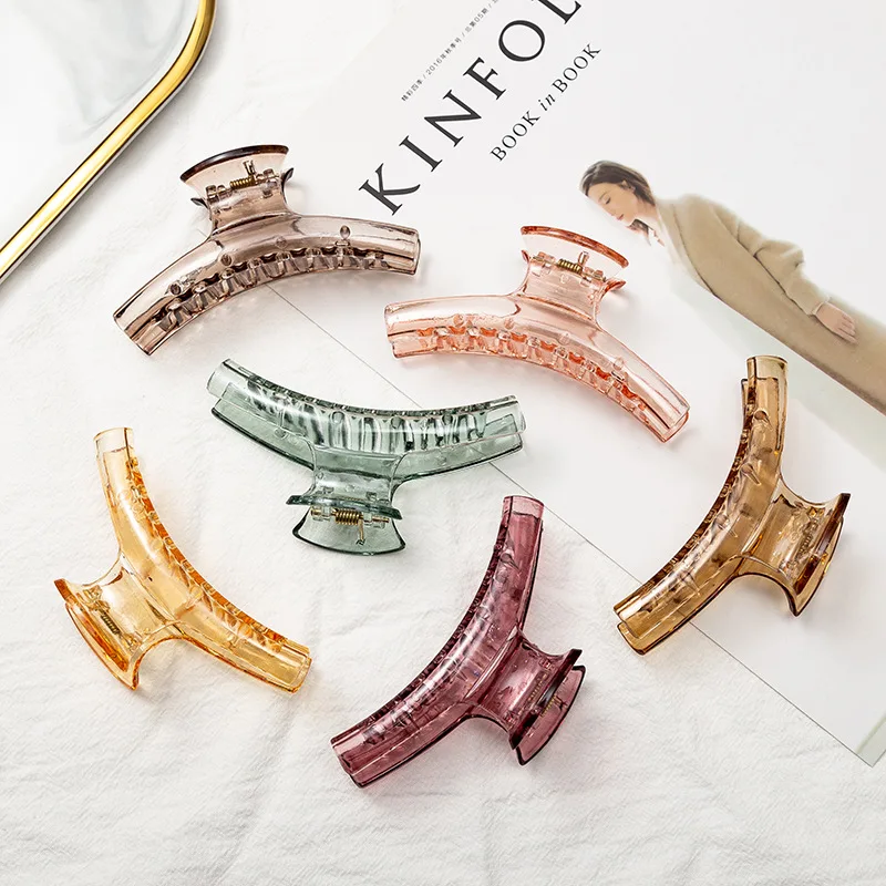Transparent Large Tooth Grab Clip Elegant  Simple Ponytail Hairpin Girls Women Headwear Hair Styling Tools Accessories