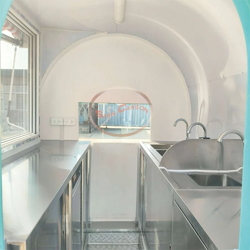 مقطورة طعام بمظلة خارجية - عربة متنقلة محمولة لأطعمة الشوارع والشاي والحليب والمشروبات الباردة #4