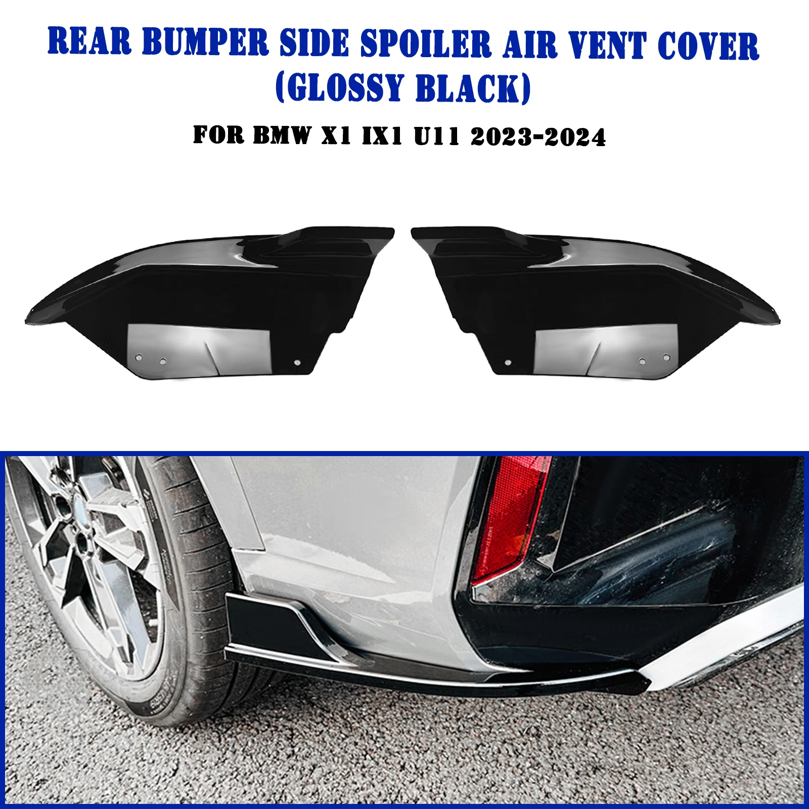 Rear Bumper Side Canard Spoiler Lip For BMW X1 U11 U12 M Sport 2023-2024