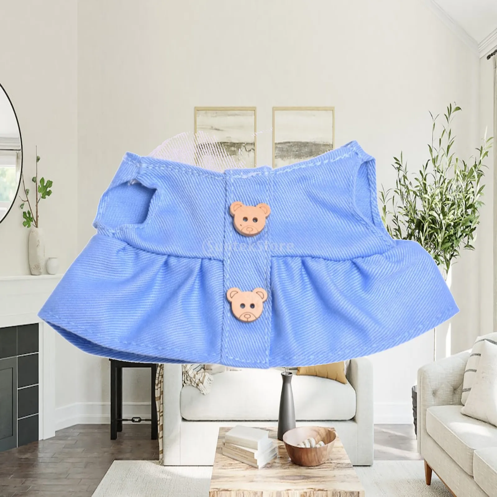 Doll Dress Costume Cute DIY Doll Toy Wooden Button Blue Skirt for 15cm 17cm Dolls Dress up New Year Gifts Birthday Gifts