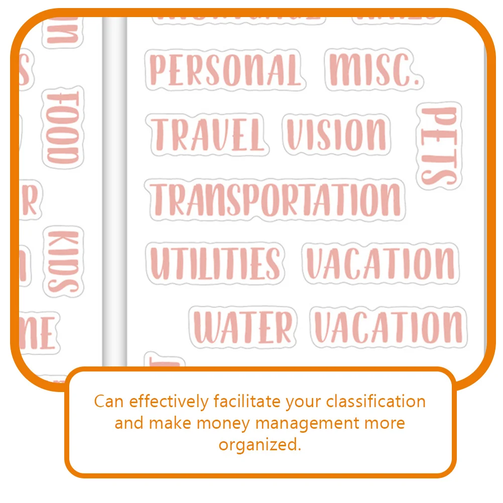 다기능 현금 봉투 분류 예산스티커, 현금 채우기 바인더, 휴대용 라벨 스티커