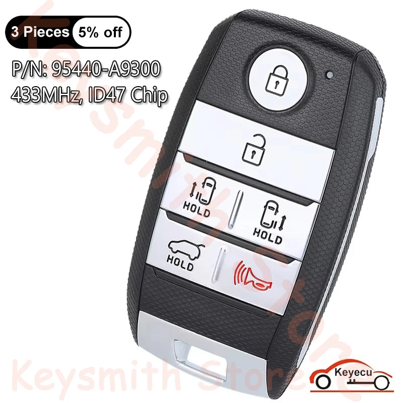 

KEYECU 6 Buttons 433MHz ID47 Chip for Kia Sedona 2015 2016 2017 2018 2019 2020 2021 Smart Remote Key Fob 95440-A9300 SY5YPFGE06