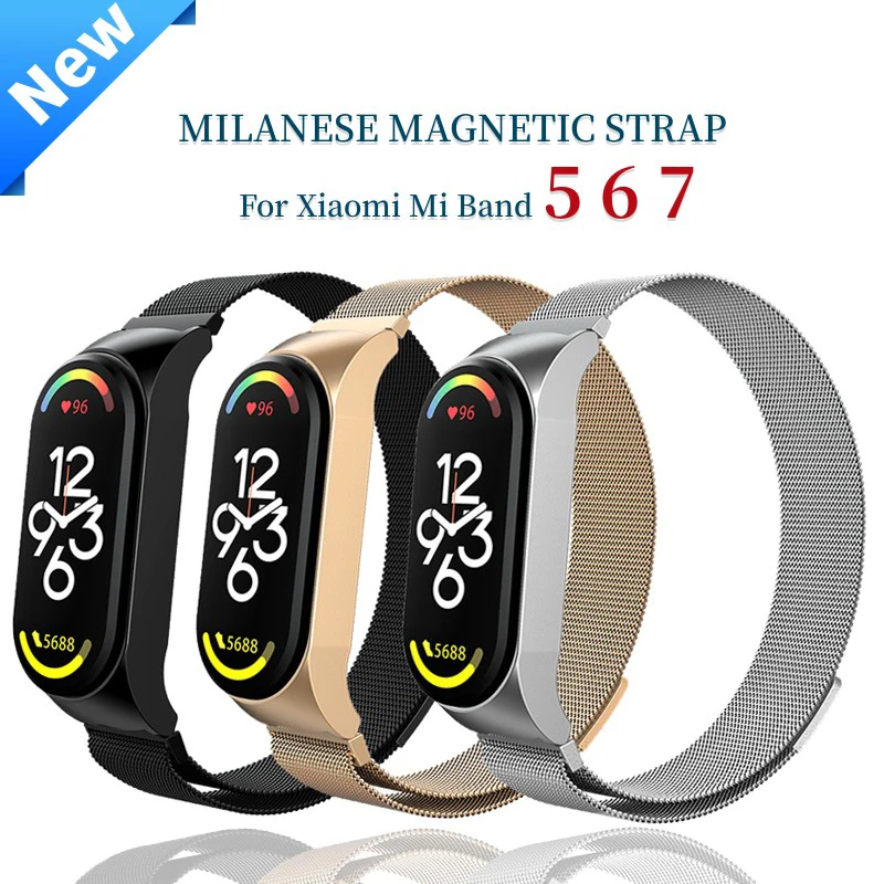 

Strap For Xiaomi Mi Band 5 6 7 Milanese Watchband Stainless Steel Magnetic Replacement Strap For Xiaomi Miband 5 6 Bracelet