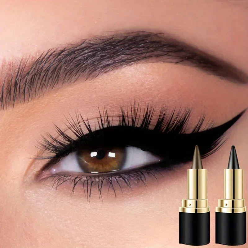 2 pçs preto & marrom gel delineador lápis olho preto rosto pintura varas conjunto de maquiagem, natural preto delineador creme à prova dwaterproof água lápis