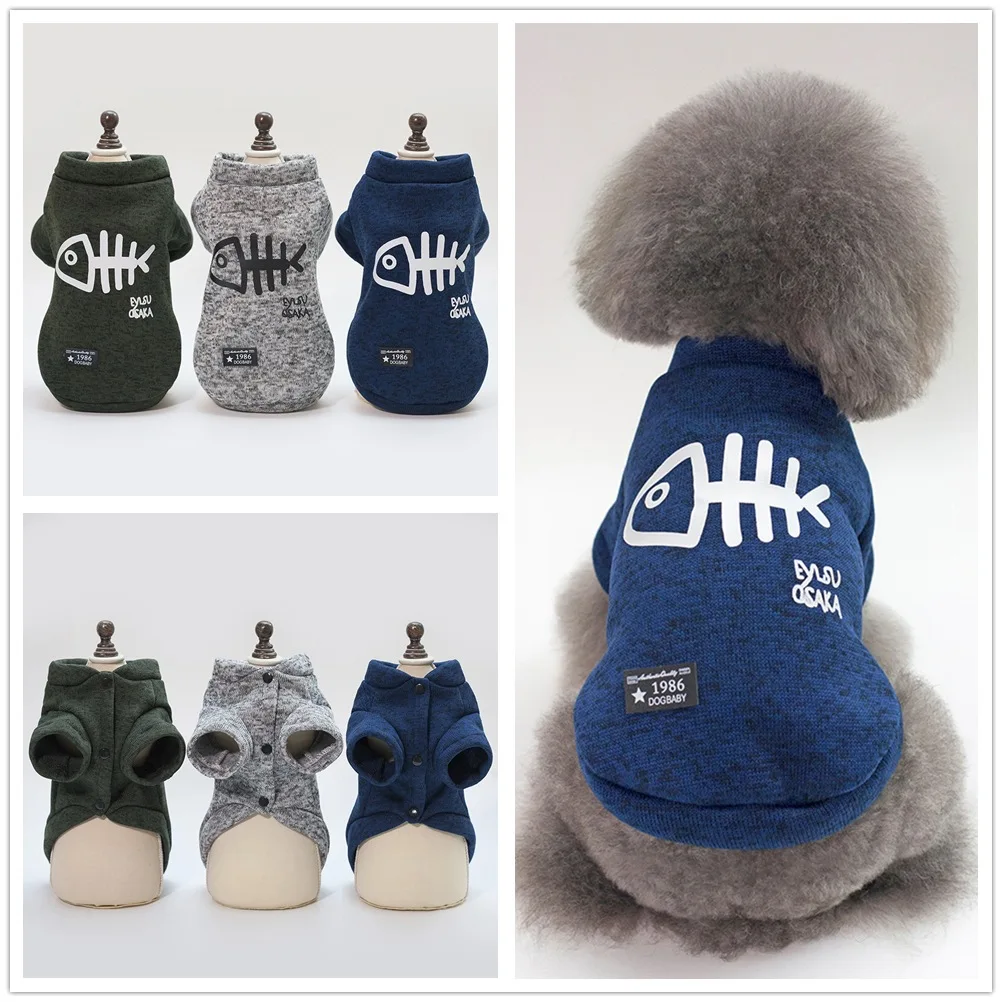 Fish Bone Printed Dog Clothes Polyester Shirt for Small Medium Dogs Cats Boy Girl,Cozy Stretchy and Breathable Outfits